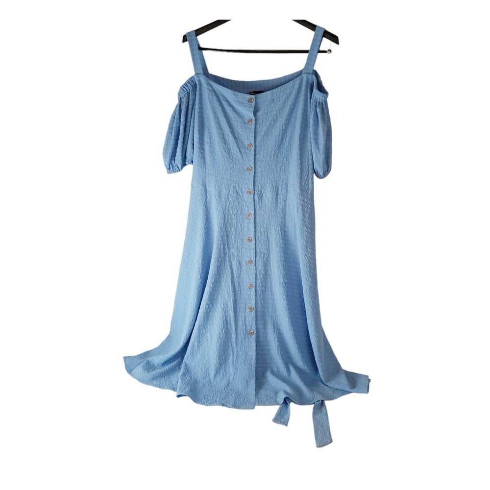 Maison Tara Women's Cold Shoulder Puff  Textured Dress  sz 16 W